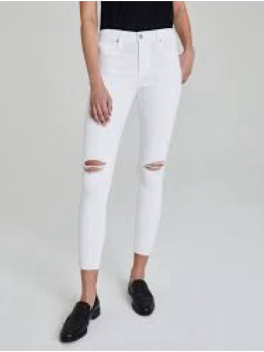 AG jeans Women’s White Ripped Skinny Jeans ankle
